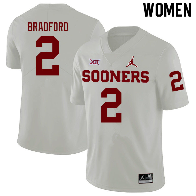 Women #2 Tre Bradford Oklahoma Sooners College Football Jerseys Sale-White
